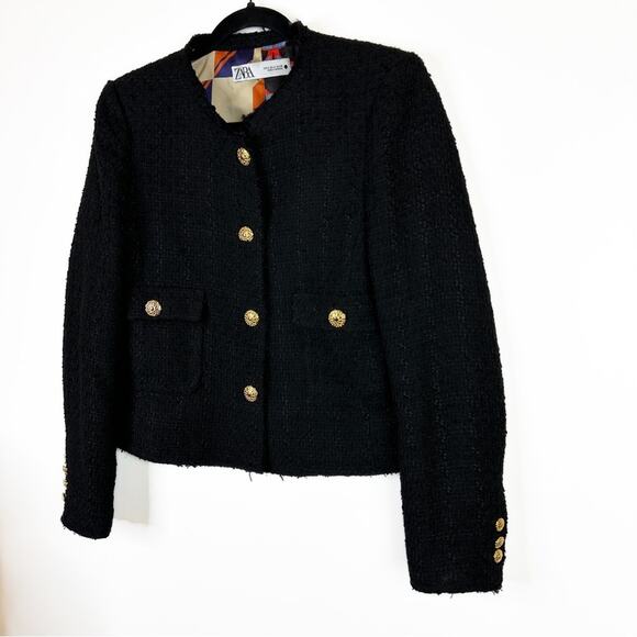 Zara Black Textured Tweed Structured Lined Blazer. Blogger fave.🔥 - Picture 7 of 13